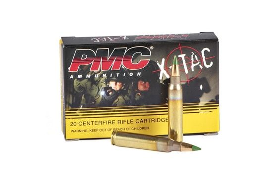 The PMC XTAC 5.56 NATO ammunition with 62 grain LAP projectile comes in a box of 20 rounds